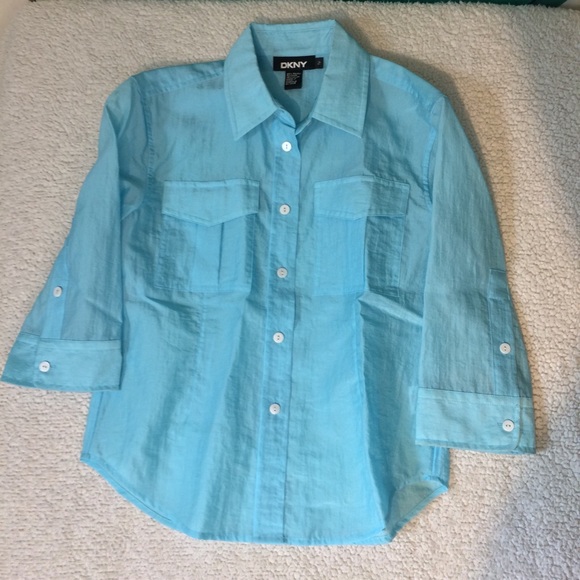Dkny Tops - sale DKNY light blue 3/4 Slv buttondown sz2